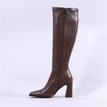 Pedro Anton Glasgow Knee High Heel Boot - Brown Stretch